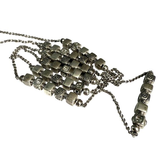 NWT Brighton Mayan Silver Tone Long Necklace With Decorative Beads Adjustable - Picture 11 of 12